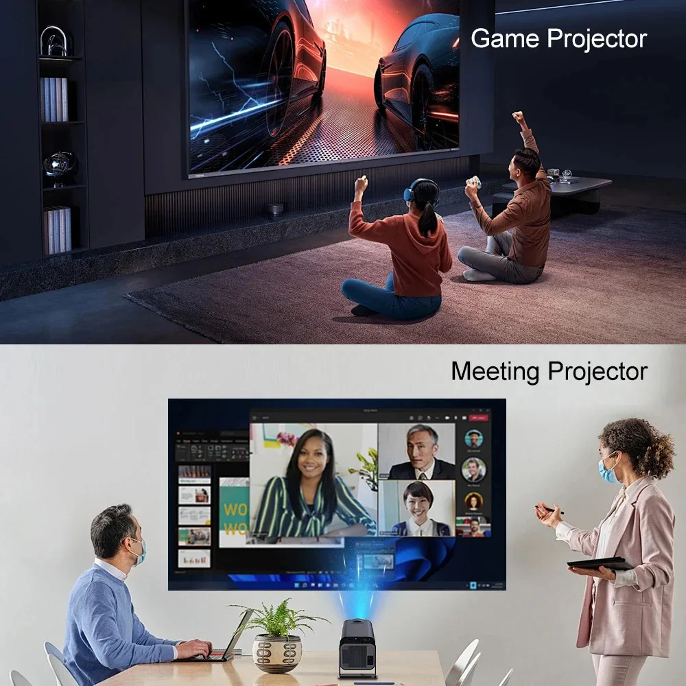 HY320 vidéoprojecteur 4k natif 720p Android projecteurs 300ANSI Wifi cinéma Portable 180 ° Rotable 1080p HY300 amélioré