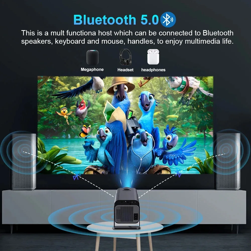 HY320 vidéoprojecteur 4k natif 720p Android projecteurs 300ANSI Wifi cinéma Portable 180 ° Rotable 1080p HY300 amélioré