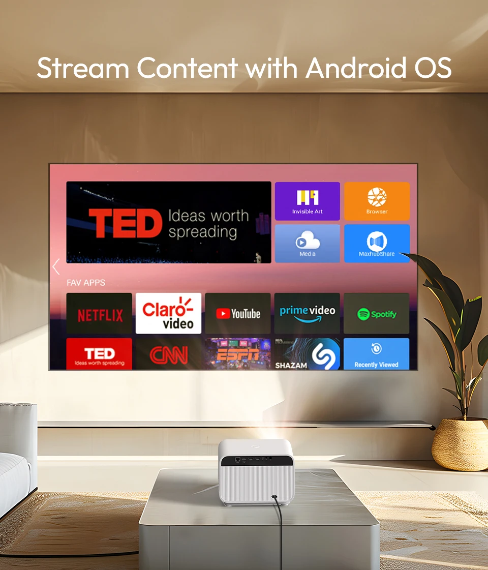 BYINTEK-Projecteur Full HD 1080P LOVE U12, 4K, 800 ANSI, Android, WiFi 6, Auto Focus, Home Cinéma, Cortors pour Film, Vidéo de Réunion