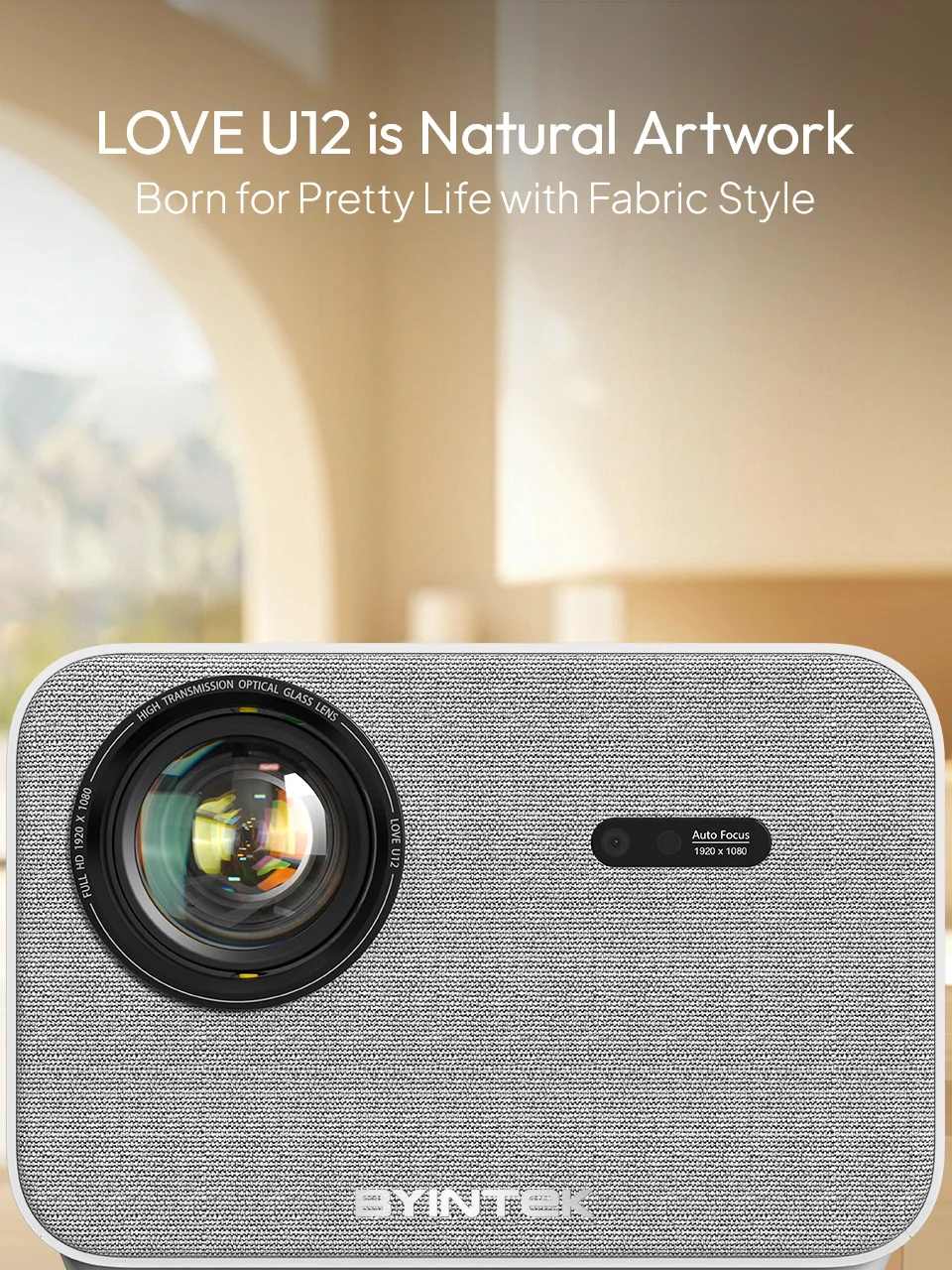 BYINTEK-Projecteur Full HD 1080P LOVE U12, 4K, 800 ANSI, Android, WiFi 6, Auto Focus, Home Cinéma, Cortors pour Film, Vidéo de Réunion