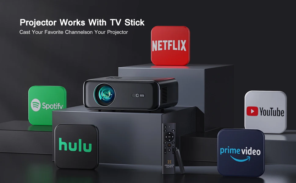 Vidéoprojecteur 4K Auto Focus/Keystone, 26000 Lumens Projecteur WiFi6 Bluetooth Full HD 1080P WiMiUS Vidéoprojecteur Portable 4K