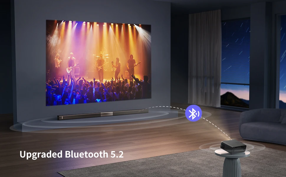 Vidéoprojecteur 4K Auto Focus/Keystone, 26000 Lumens Projecteur WiFi6 Bluetooth Full HD 1080P WiMiUS Vidéoprojecteur Portable 4K