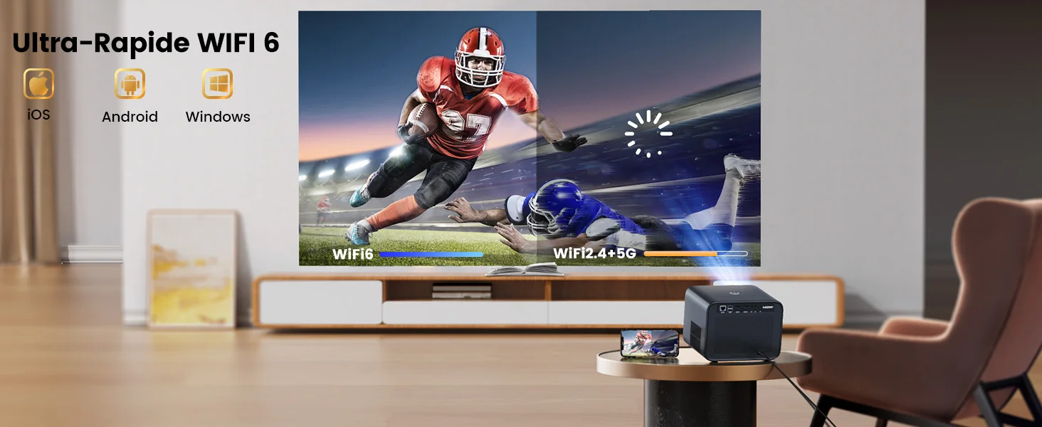 Wimius 4K Netflix projecteur officiel 30000Lumens mise au point automatique/Keystone natif 1080p WIFI6 Bluetooth prise en charge Dolby Home Cinema