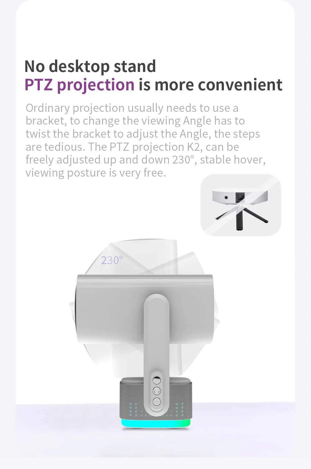 Salange Projecteur 4K K2 Smart Android11 ​​Batterie intégrée Haut-parleur Bluetooth WIFI Mise au point automatique Correction trapézoïdale Style libre pour Samsung iPhone Android Téléphone Projecteur de film extérieur