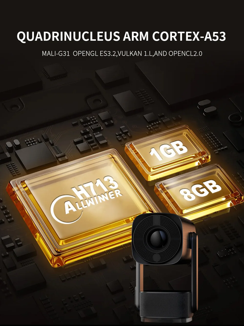 Salange Projecteur 4K K2 Smart Android11 ​​Batterie intégrée Haut-parleur Bluetooth WIFI Mise au point automatique Correction trapézoïdale Style libre pour Samsung iPhone Android Téléphone Projecteur de film extérieur