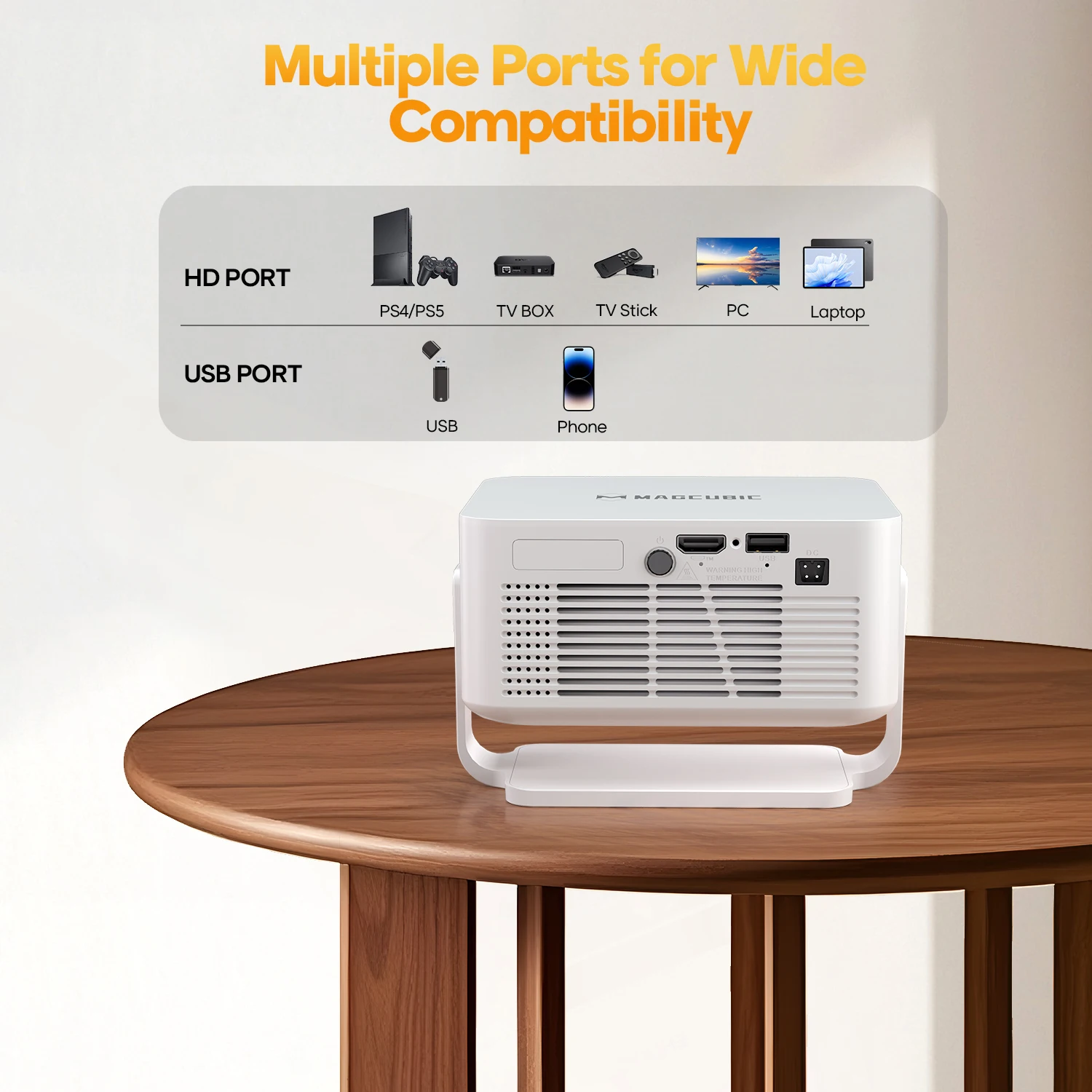 Magcubic – projecteur Android 14 4K à mise au point automatique, 400ANSI 8K natif 720P HY300 Max, avec Wifi6 BT5.4 Allwinner H726, Portable pour l'extérieur