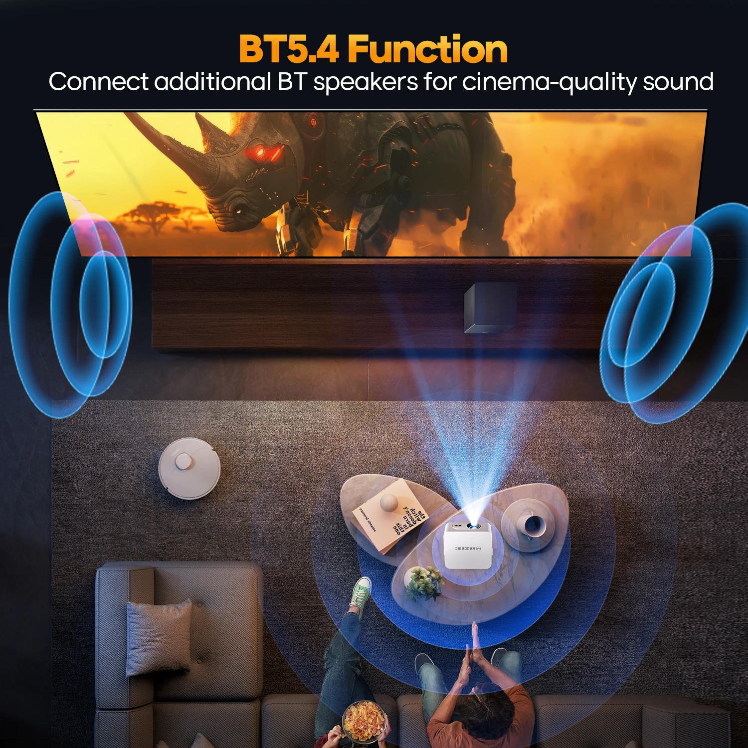 Magcubic – projecteur Android 14 4K à mise au point automatique, 400ANSI 8K natif 720P HY300 Max, avec Wifi6 BT5.4 Allwinner H726, Portable pour l'extérieur