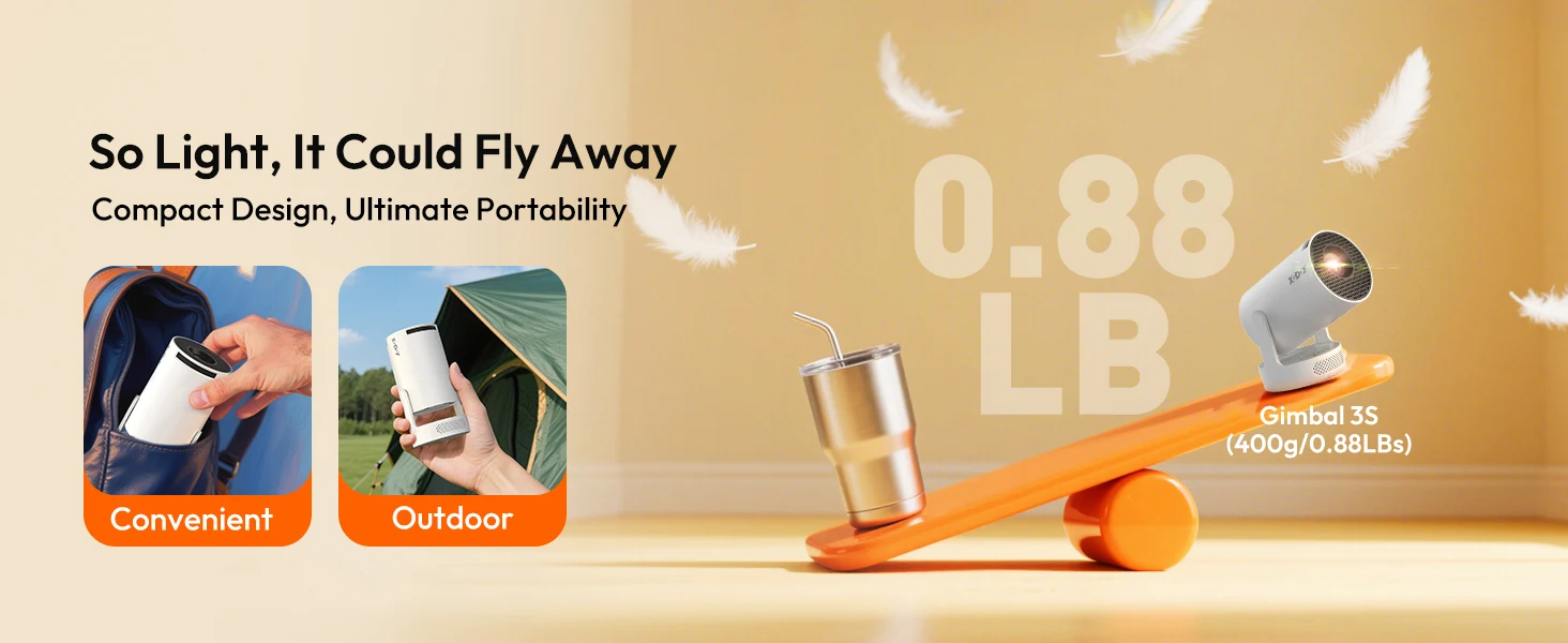 XGODY 4K HY300 Pro + projecteur intégré 5W haut-parleur 1280*720P Android 11 12000 Lumens Wifi6 BT5.4 projecteur extérieur Portable