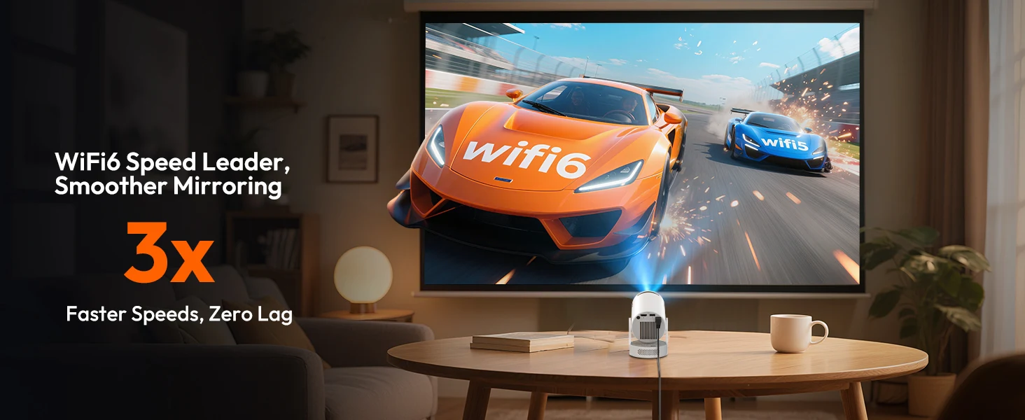 XGODY 4K HY300 Pro + projecteur intégré 5W haut-parleur 1280*720P Android 11 12000 Lumens Wifi6 BT5.4 projecteur extérieur Portable