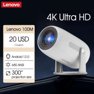 Lenovo Portable 4K projecteur 100M Android 12 WIFI 6 TOF No-Sense mise au point automatique extérieur Full HD projecteur vidéo film Home cinéma