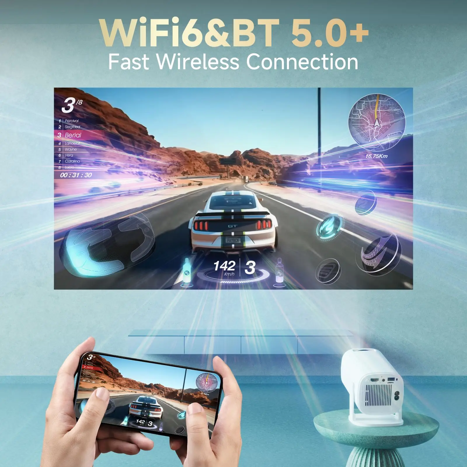 P30PRO Android 14 Mini projecteur intelligent WiFi6 BT 5.0 prend en charge 4K 1280*720P prend en charge le projecteur de cinéma maison de miroir d'écran