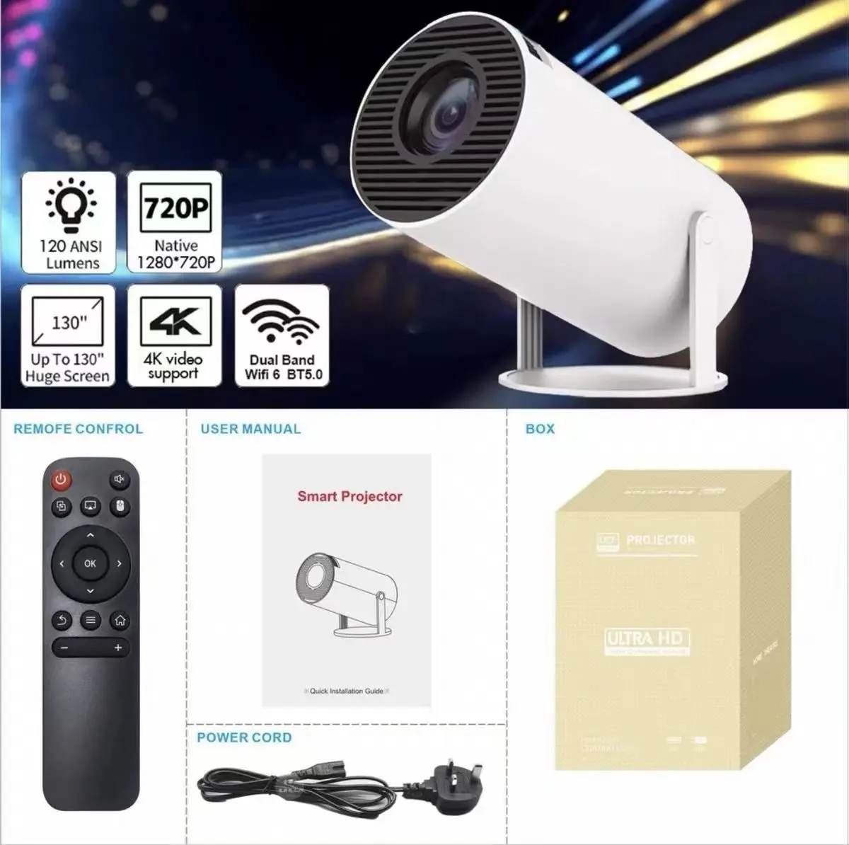 Hy300 Pro et FY300 nouveau projecteur 4K Wifi 1080P 1280*720P HD Home cinéma extérieur Portable vidéo films Led Mini projecteur