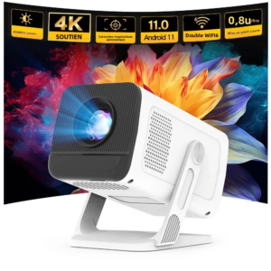 Mini projecteur avec Wifi6 et BT5.4 1080P 4K prenant en charge Android 11 Auto Keystone 180 °