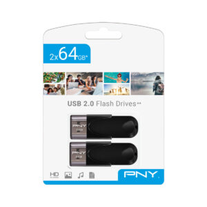 Clé USB PNY FD64GATT4X2-EF Noir 64 GB (2 Unités)
