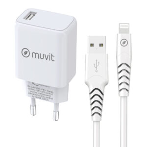 Chargeur mural + Câble USB A vers USB-C Muvit for Change SN-TC170DS1E150A + DC-006 Blanc 12 W