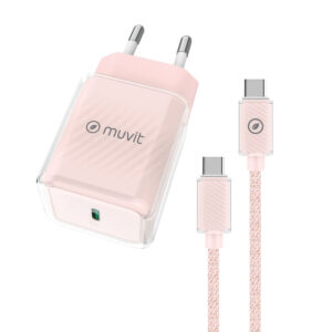 Chargeur Mural + Câble USB-C Muvit for Change  Glass GaN Rose