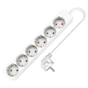 Rallonge 6 prises Schuko sans interrupteur TM Electron TMUAD506 Blanc 3680 W (1,5 m)