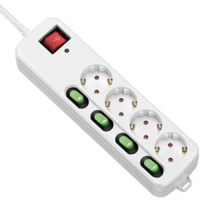 Rallonge 4 prises Schuko sans interrupteur TM Electron TMUAD554 Blanc 3680 W (1,5 m)