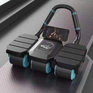 Rouleau abdominal à rebond automatique et stabilité à 6 roues, roue d'entraînement des muscles abdominaux pour l'entraînement du noyau, entraîneur de noyau robuste de 150 kg, avec support de téléphone