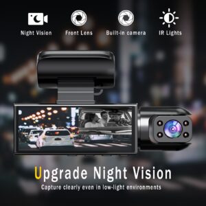 Caméra de tableau de bord double 1080P+720P pour voitures avec vision nocturne IR, enregistrement en boucle et objectif grand angle - Écran IPS de 8,03 cm, caméra arrière 720P, carte 32 Go en option